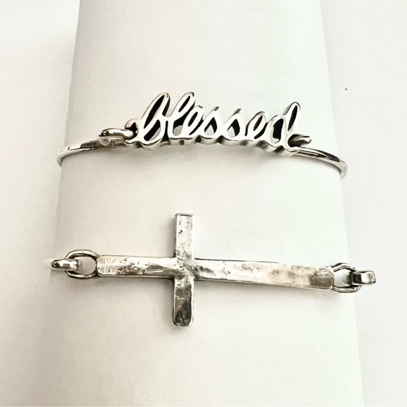 James Avery BLESSED & CROSS hook on style soft hammered bracelets - Picture 12 of 12